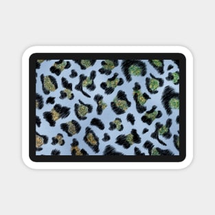 green and blue leopard print Magnet