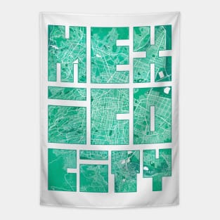 Mexico City Map Typography - Watercolor Tapestry