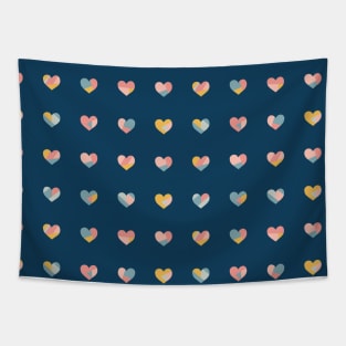 Heart Collage Blue Tapestry