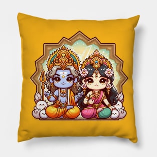 Brahma the Creator and his wife Saraswati Pillow