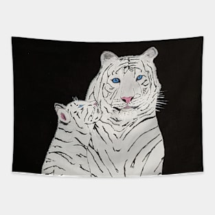 White Tiger And Cub Tapestry