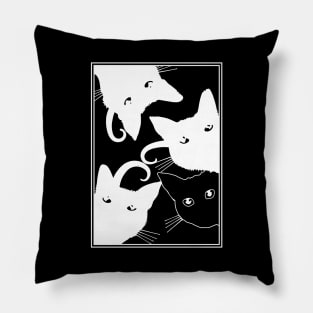 Cats Are Watching (white print) Pillow