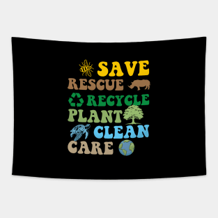 Save Rescue Recycle Plant Clean Care Eco-Friendly Tapestry
