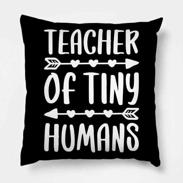 Teacher Of Tiny Humans Tshirt Teacher Gift Pillow by marjaalvaro