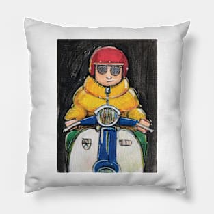 Retro Scooter, Classic Scooter, Scooterist, Scootering, Scooter Rider, Mod Art Pillow