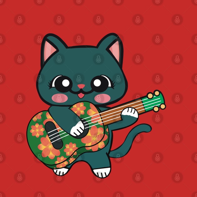 Cat Playing Ukulele by FlippinTurtles