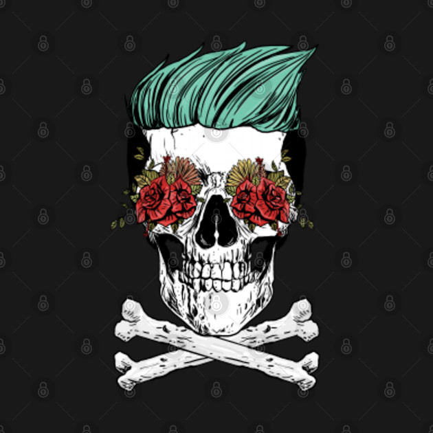 Discover Cool Floral Skull_Creepy Halloween - Skull With Flowers - T-Shirt