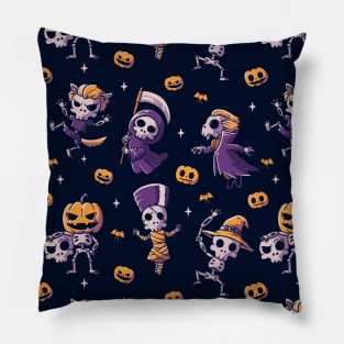 Halloween Skulls Cute Spooky Skeletons Mask Pillow