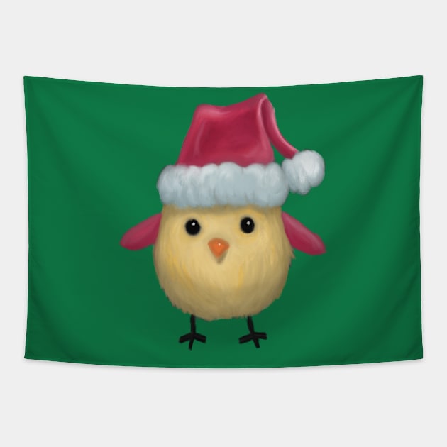 Chick with a Santa Hat Tapestry by Artofokan