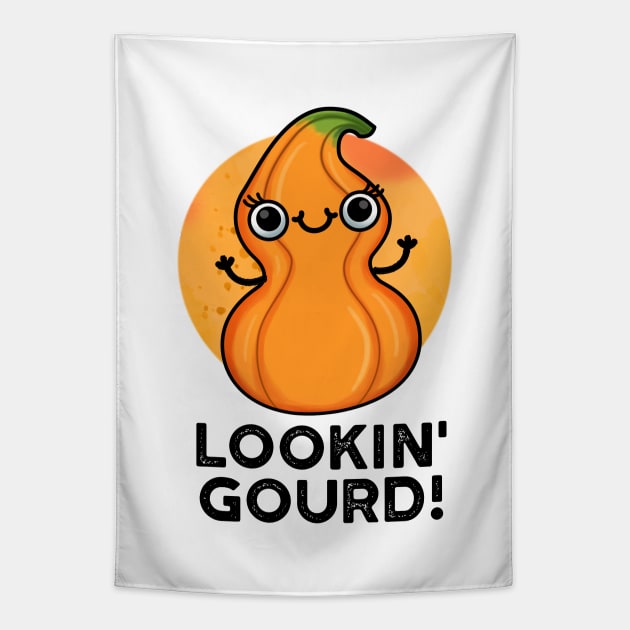 Looking Gourd Cute Veggie Pun Tapestry by punnybone