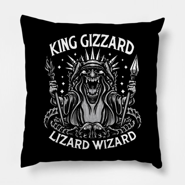 The King Gizard And Wizard Lizard Pillow by Aldrvnd