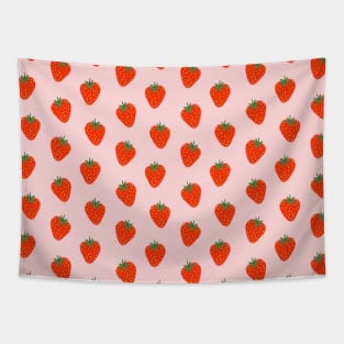 Strawberry pattern in pink background Tapestry