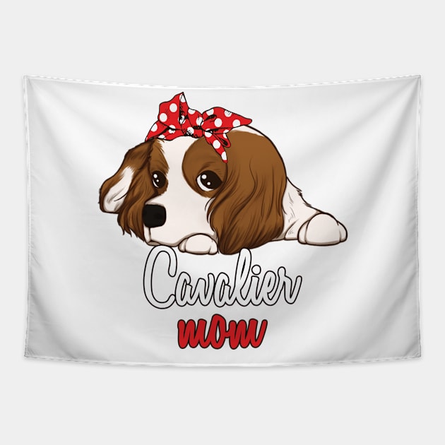 Cavalier King Charles Mom Cartoon Tapestry by USProudness