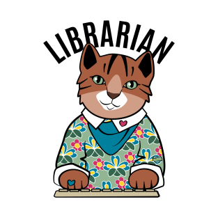 Librarian Cat Black and Brown T-Shirt