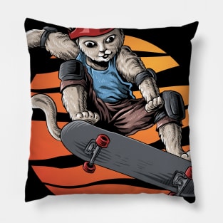 cat skateboarding Pillow