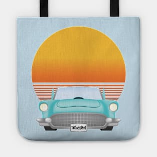 Muscle Car with Round Sunset as Background Tote