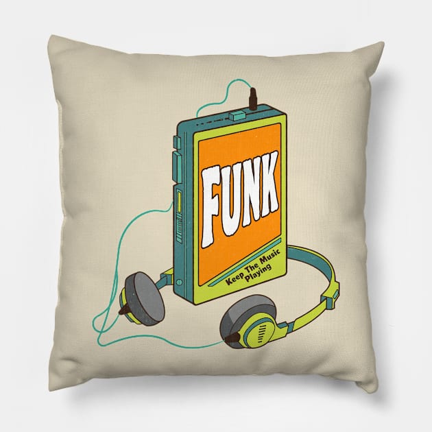 Funk / Retro Walkman Design / Retro Music Art Pillow by EliseOB