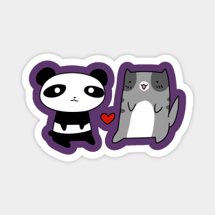 Panda and Blue Cat Love Magnet