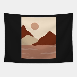 Boho Abstract Artl Landscape Sunset Mountains Design Tapestry