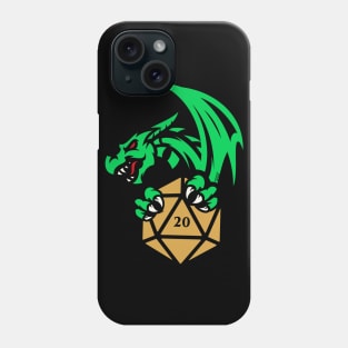 Green Dragon with D20 Dice Tabletop RPG Addict Phone Case