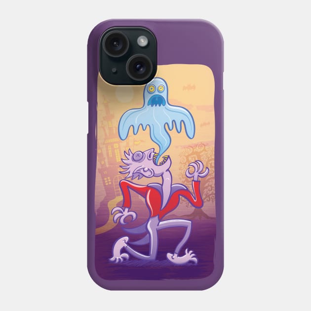 Horrific vampire expelling spooky ghost from his body in a haunting Halloween scene Phone Case by zooco