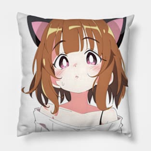 Cat Girl Retro 1990s Style Pillow