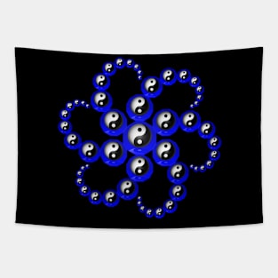 Yin Yang Design - Blue Color Tapestry