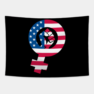 Feminim Symbol Feminist USA Flag Patriot Tapestry