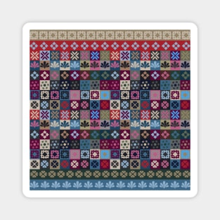 Checkered Patchwork Tile Pattern Magnet