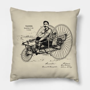 Vintage Velocipede Art 1887 Patent Pillow