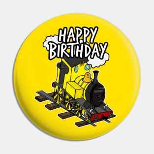 Birthday Train Steam Locomotive Railway Model Railroad (Yellow) Pin