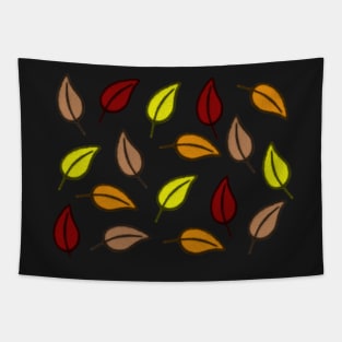 Fall Leaf Pattern, Autumn Leaf Pattern (Black) Tapestry