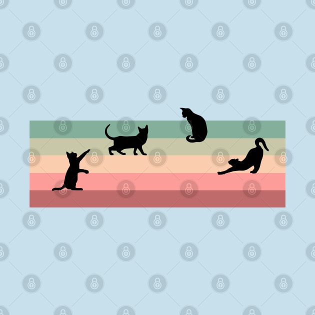 Cat Silhouettes against Retro Color Stripes by Off the Page