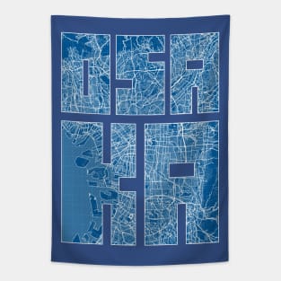 Osaka, Japan City Map Typography - Blueprint Tapestry