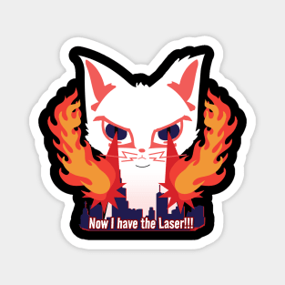 Cat with laser eyes burning down the city Magnet