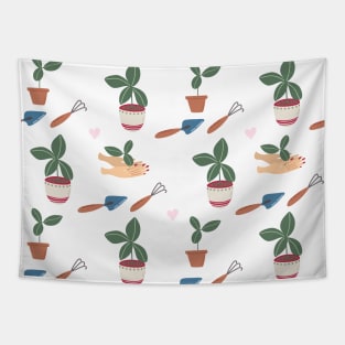 Pattern with Gardening elements Tapestry