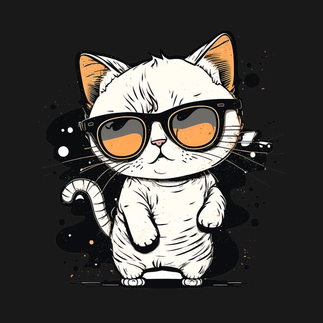 Cute ginger cat wearing sunglasses by ramith-concept