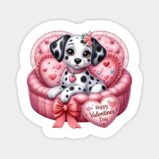 Valentine Dalmatian Dog in Bed Magnet