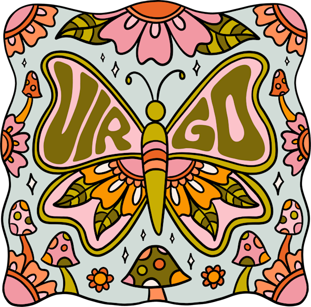 Virgo Butterfly Kids T-Shirt by Doodle by Meg