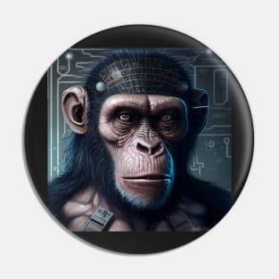 Cyber chimpanzee Pin