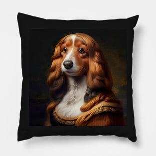 Unreal Mona Lisa Dog Portrait Pillow