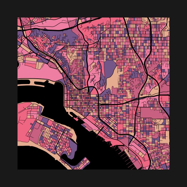 San Diego Map Pattern in Purple & Pink by PatternMaps