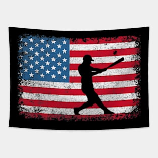 American Flag Baseball Team Tapestry