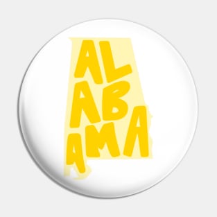 Alabama Doodle Letters Map Outline- yellow Pin