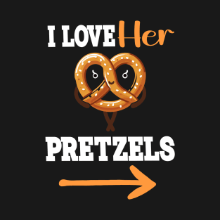 I Love her Pretzels Matching Couple T-Shirt