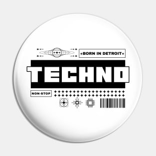 TECHNO  -  Born In Detroit (black) Pin