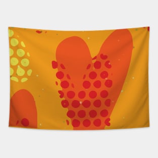 Bold Heart Abstract Background Design in Bright Orange Red Monotones GC-116-2 Tapestry