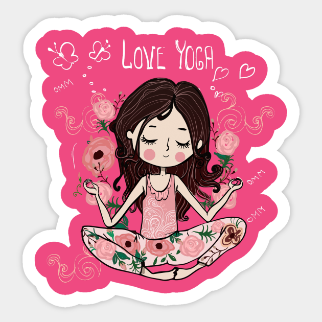 Cute Cartoon Flower Yoga Girl - Yoga - Sticker | TeePublic Cute Cartoon Flower Yoga Girl - Yoga - Sticker | TeePublic