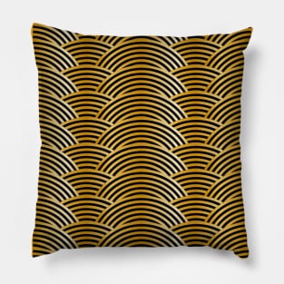 Gold Tiger Waves - Black Yellow Brown Abstract Pillow