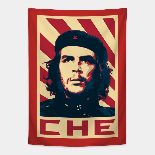 A red T-shirt with the portrait of Che Guevara for sale on a booth